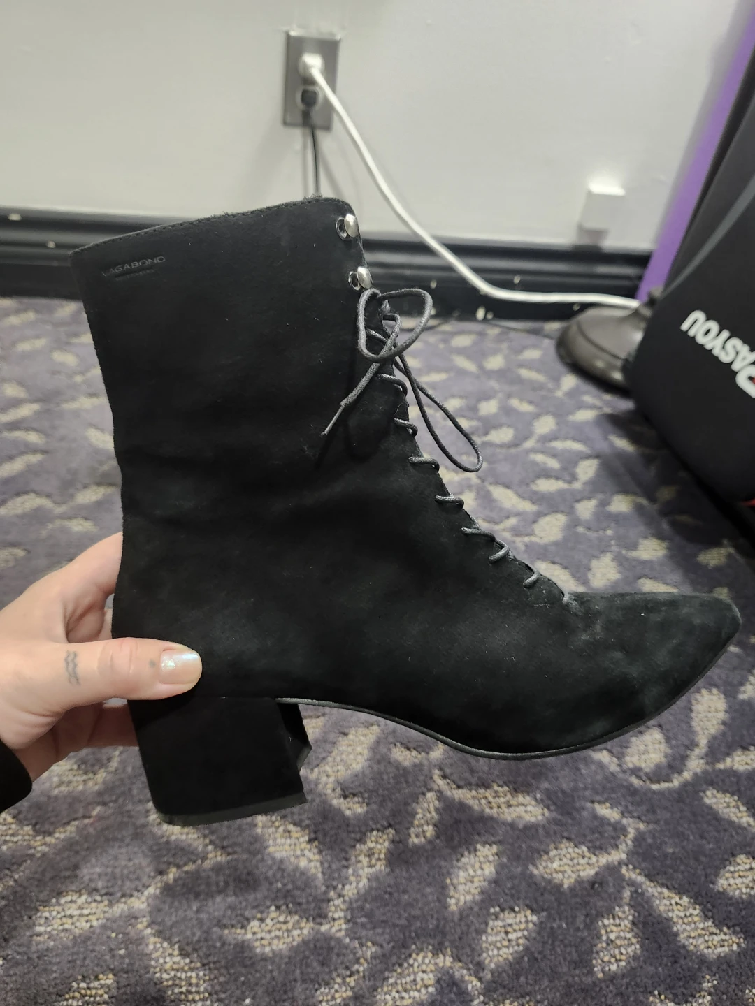 Vagabond Black Suede Lace-Up Ankle Boots - photo 3
