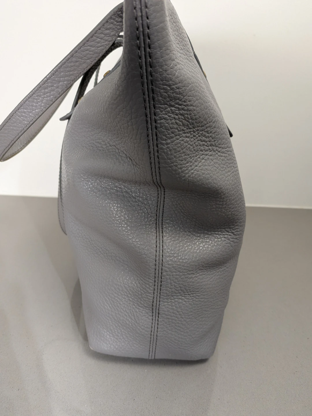 Fossil Jenna Gray Pebbled Leather Large Shoulder Tote Womens - photo 5