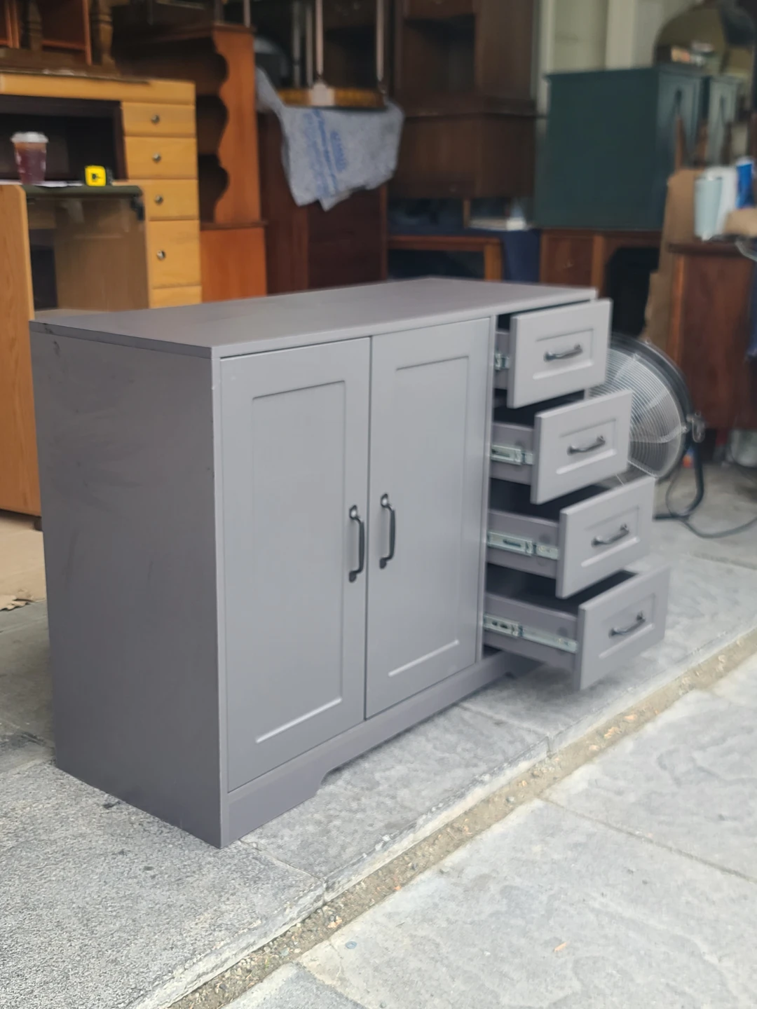 Grey Sideboard Buffet Cabinet with 4 Drawers and 2 Doors - photo 3