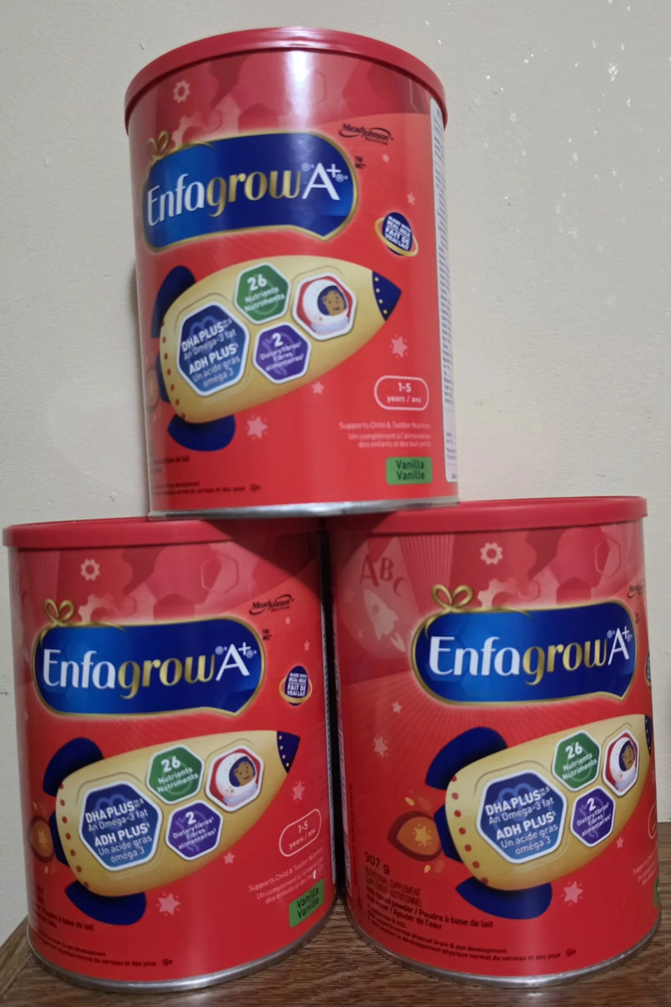 3 Tins of Enfagrow A+ Vanilla Toddler Supplement