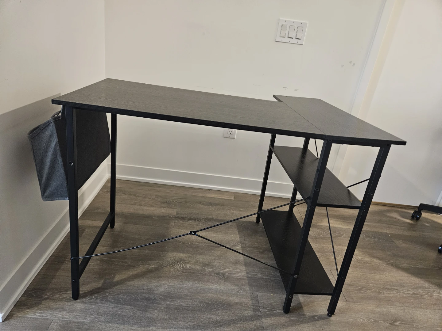 Black Computer Desk with Storage Shelves - photo 4