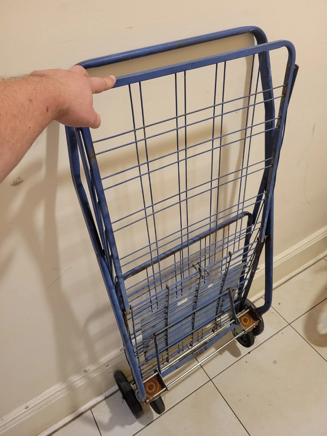 Blue Metal Folding Grocery Cart - photo 4