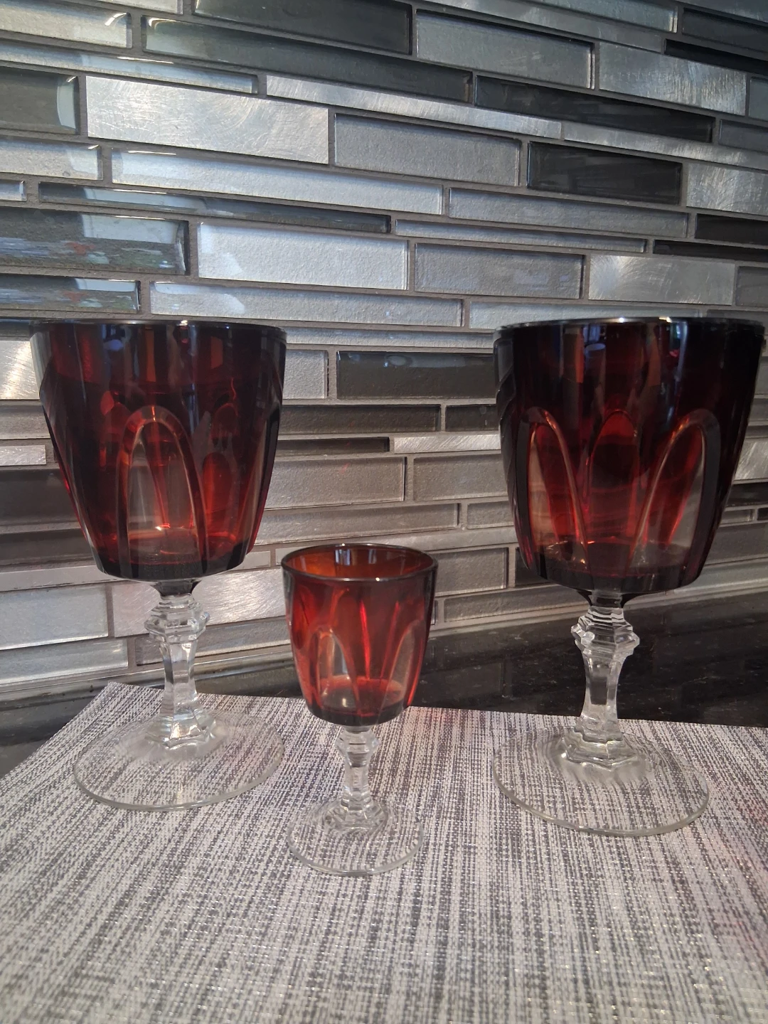 Set of 11 Vintage Ruby Red Stemware Glasses - photo 2