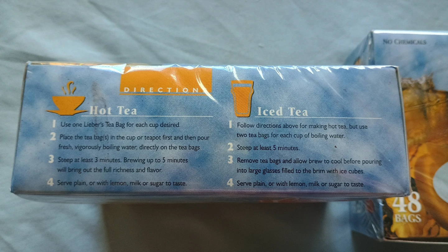 Lieber's Tea Bags 48 Count (3 boxes) - photo 2