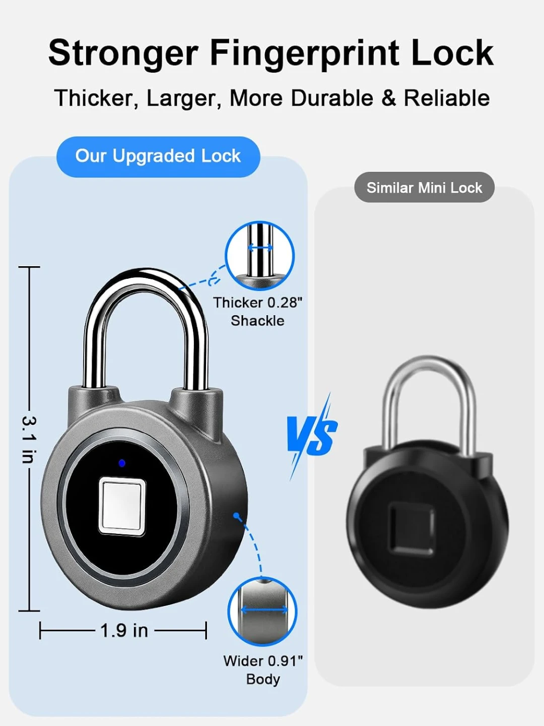 Fingerprint Padlock, Smart Padlock Fingerprint Lock(Grey) - photo 2
