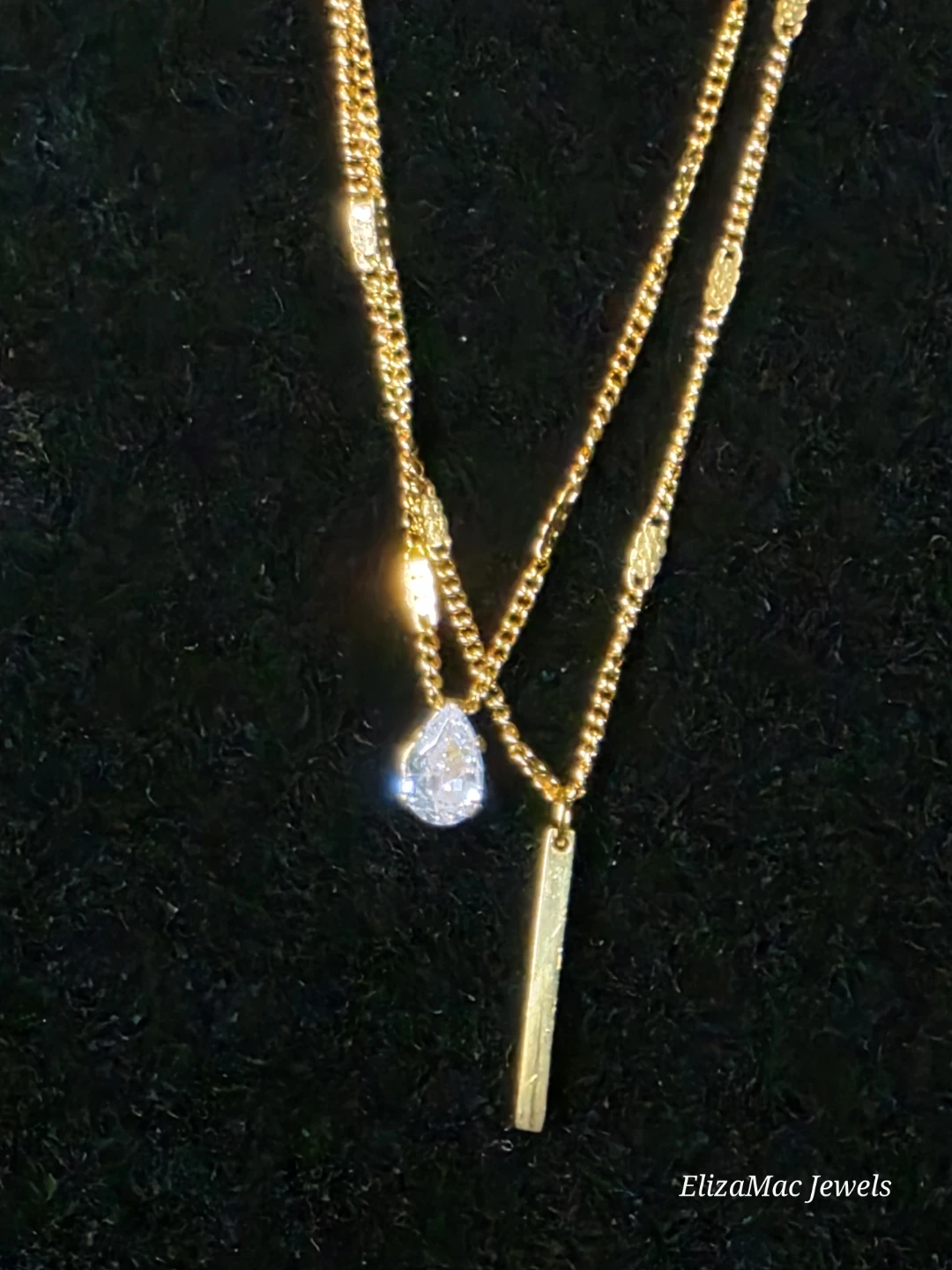 ElizaMac Jewels18K plated Gold Necklace with Pear Pendant