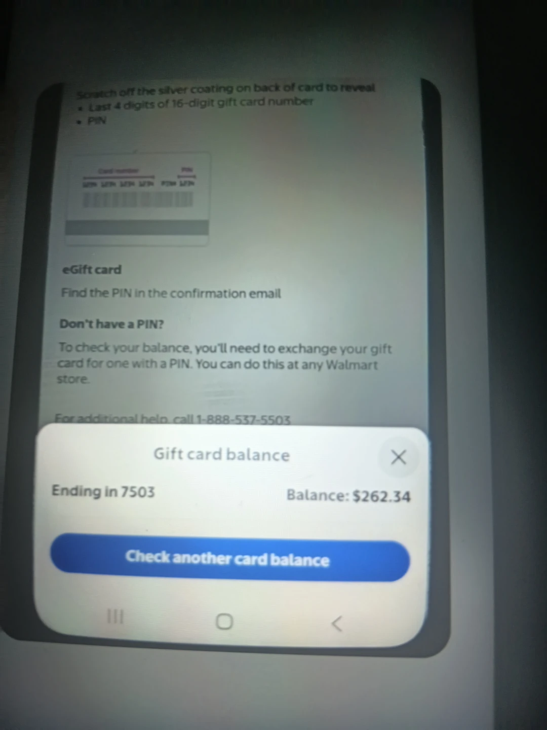 Walmart $262.34 gift card for 210