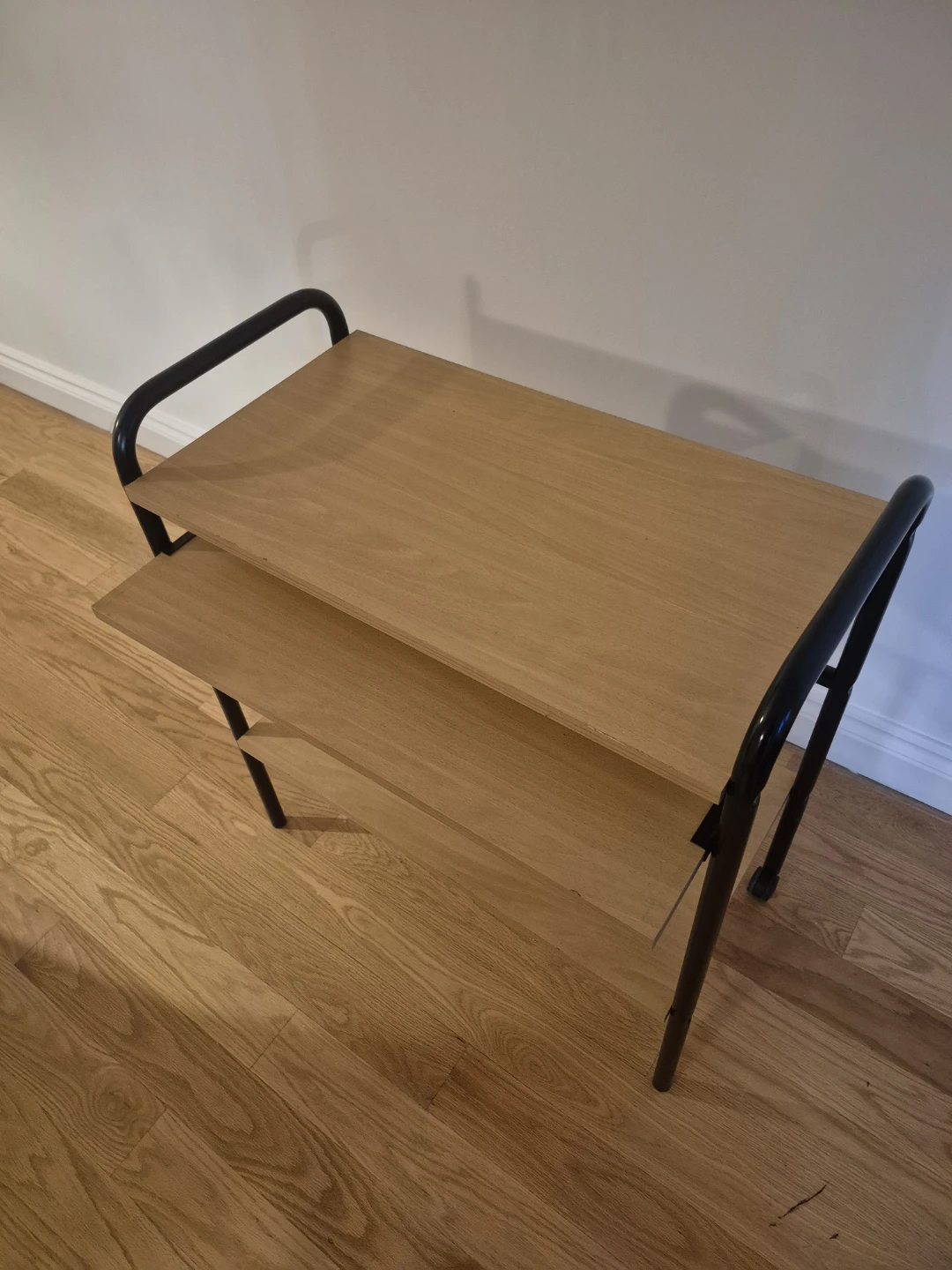 Mobile wood and metal computer cart