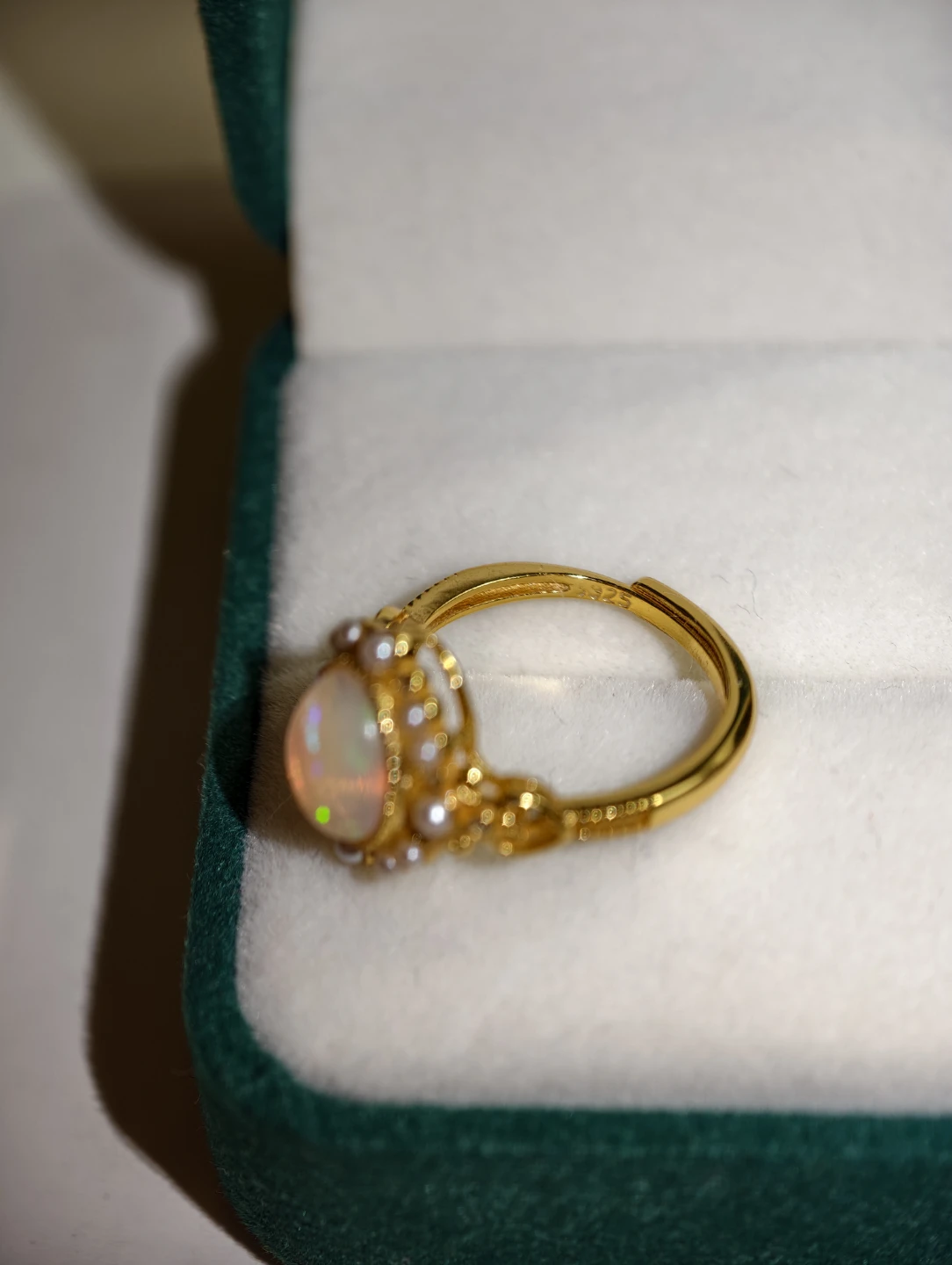100% natural opal+sterling silver ring. Comes with box - photo 3
