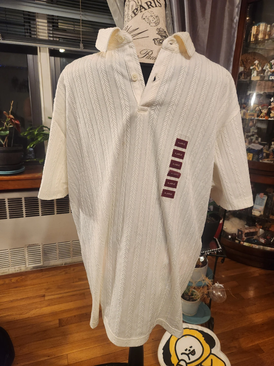 Berkley Jensen NWT Men's Off-White Knit Short Sleeve Polo Shirt