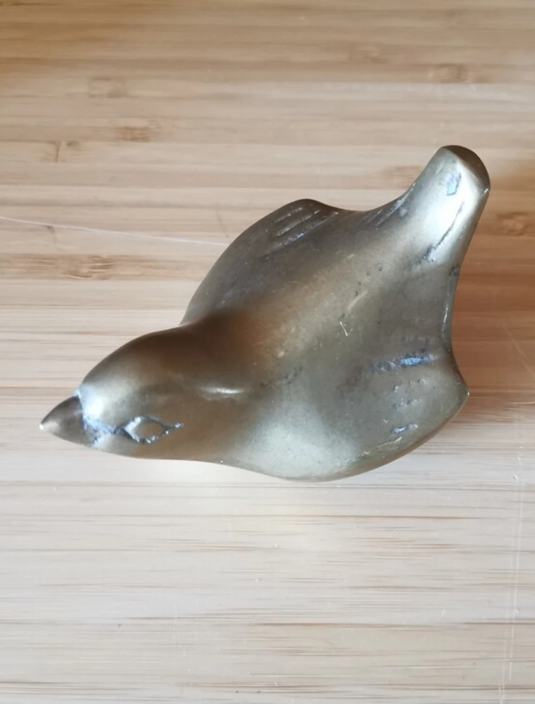 Vintage Solid Brass Bird Figurine – Stylized Folk Art Decor - photo 2