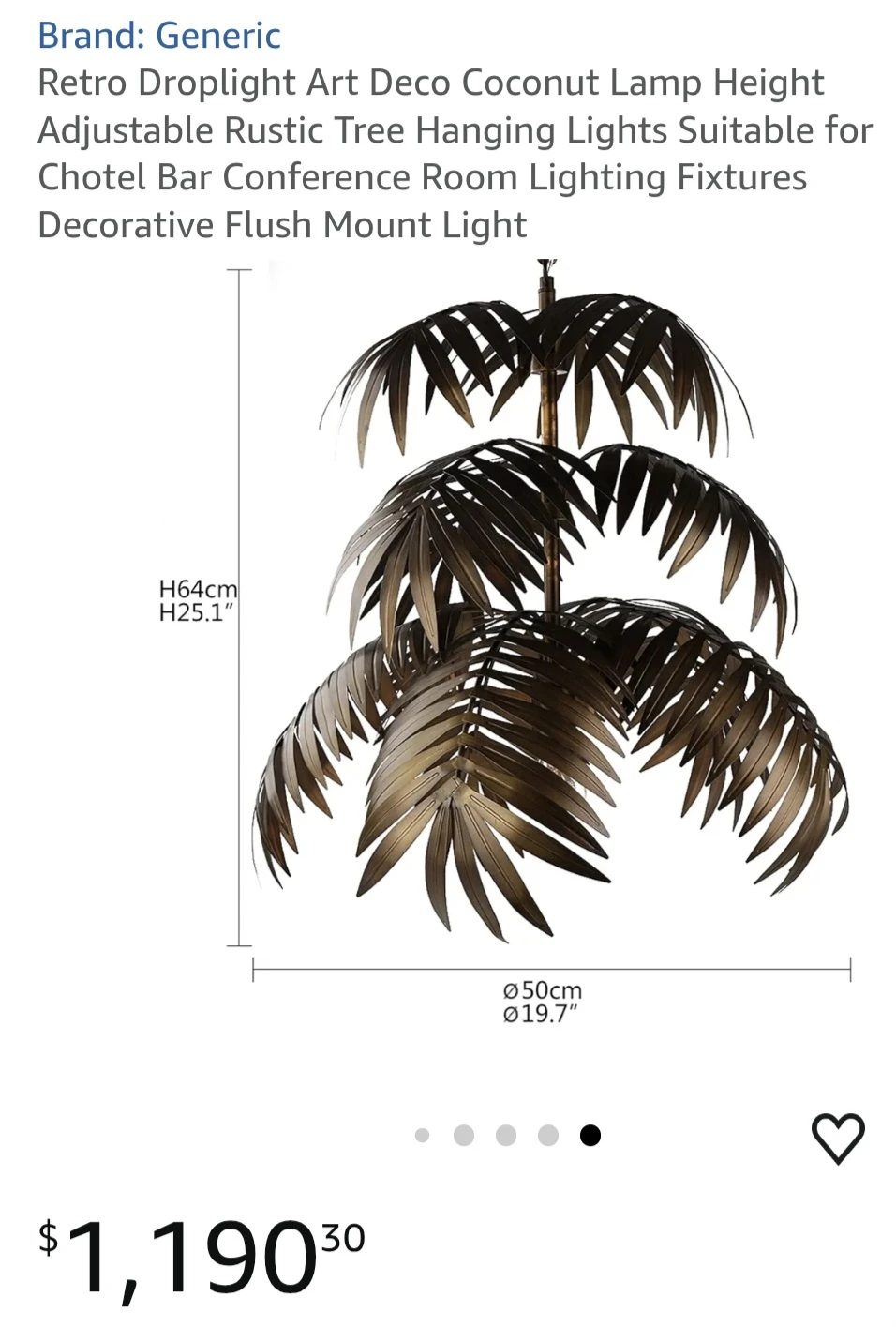 Retro palm tree hanging lamp - photo 4