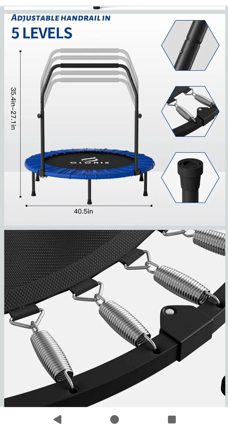 CLORIS 40" Foldable  Fitness Trampoline/ Rebounder - photo 2