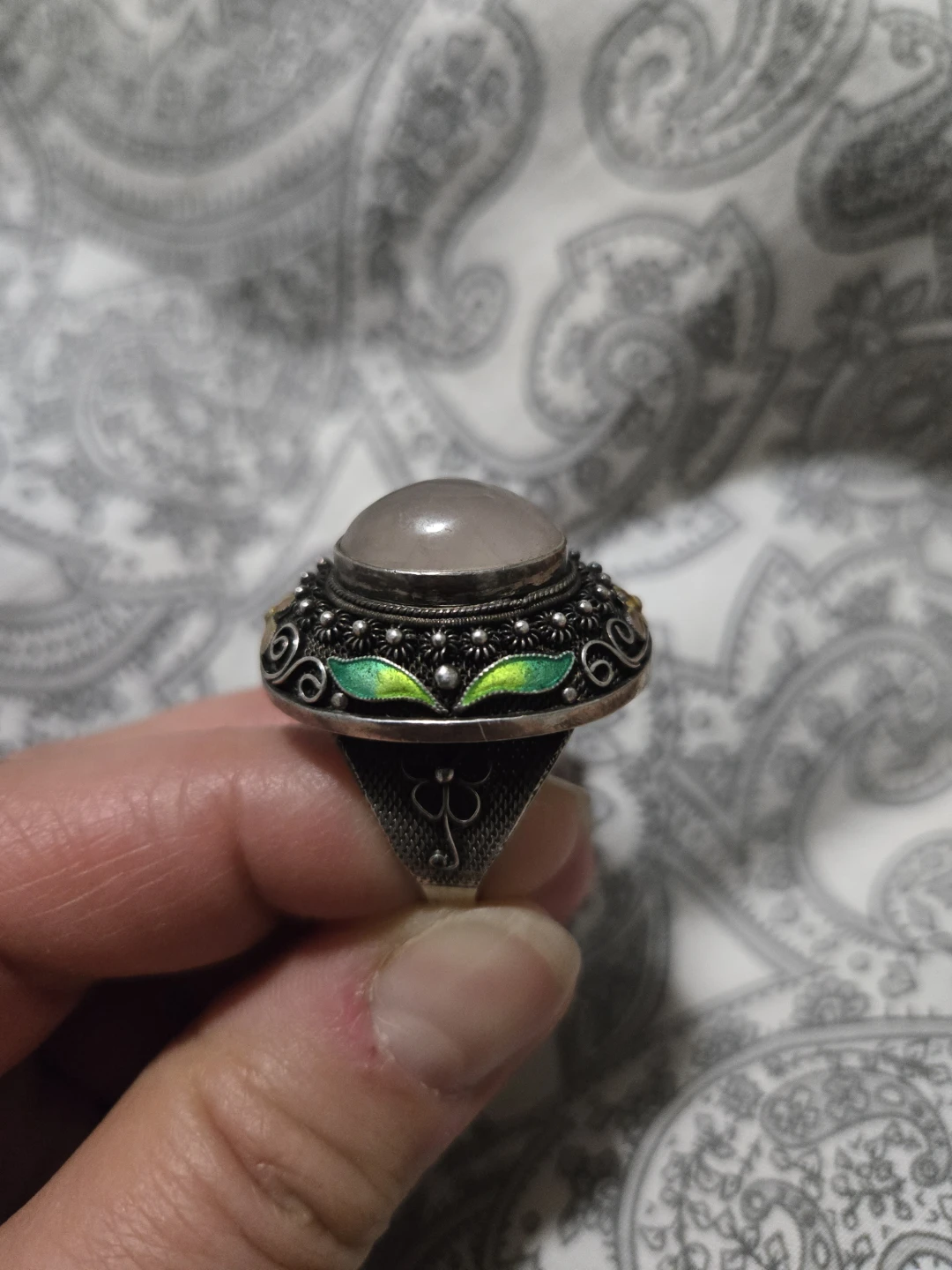 Vintage Filigree Cloisonne quartz Ring - photo 2