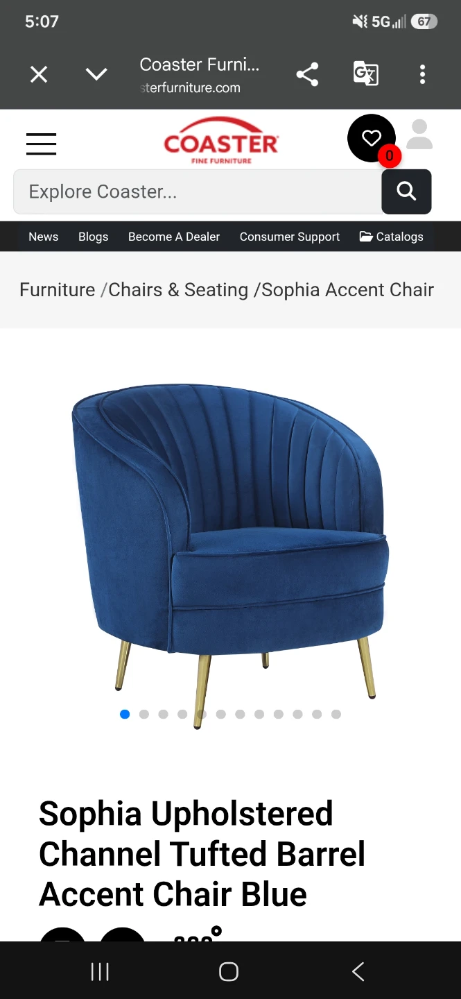 Coaster Furniture Sophia Blue Channel Tufted Barrel Chair - photo 2