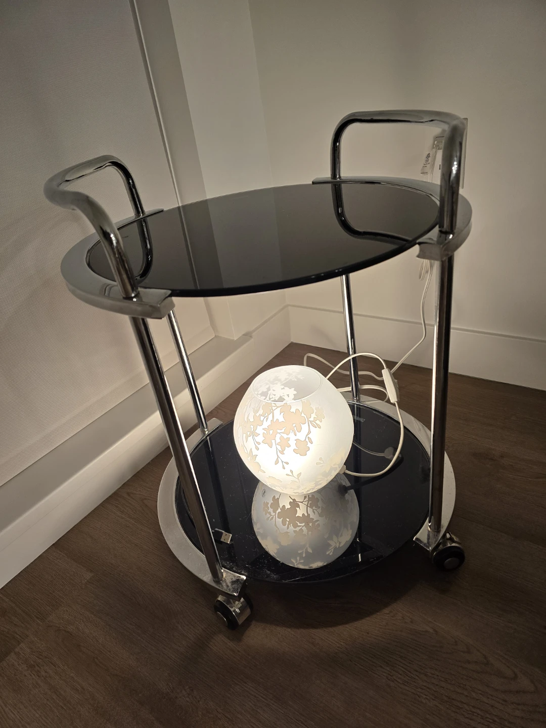 Two-Tier Glass Rolling Serving Cart - photo 3