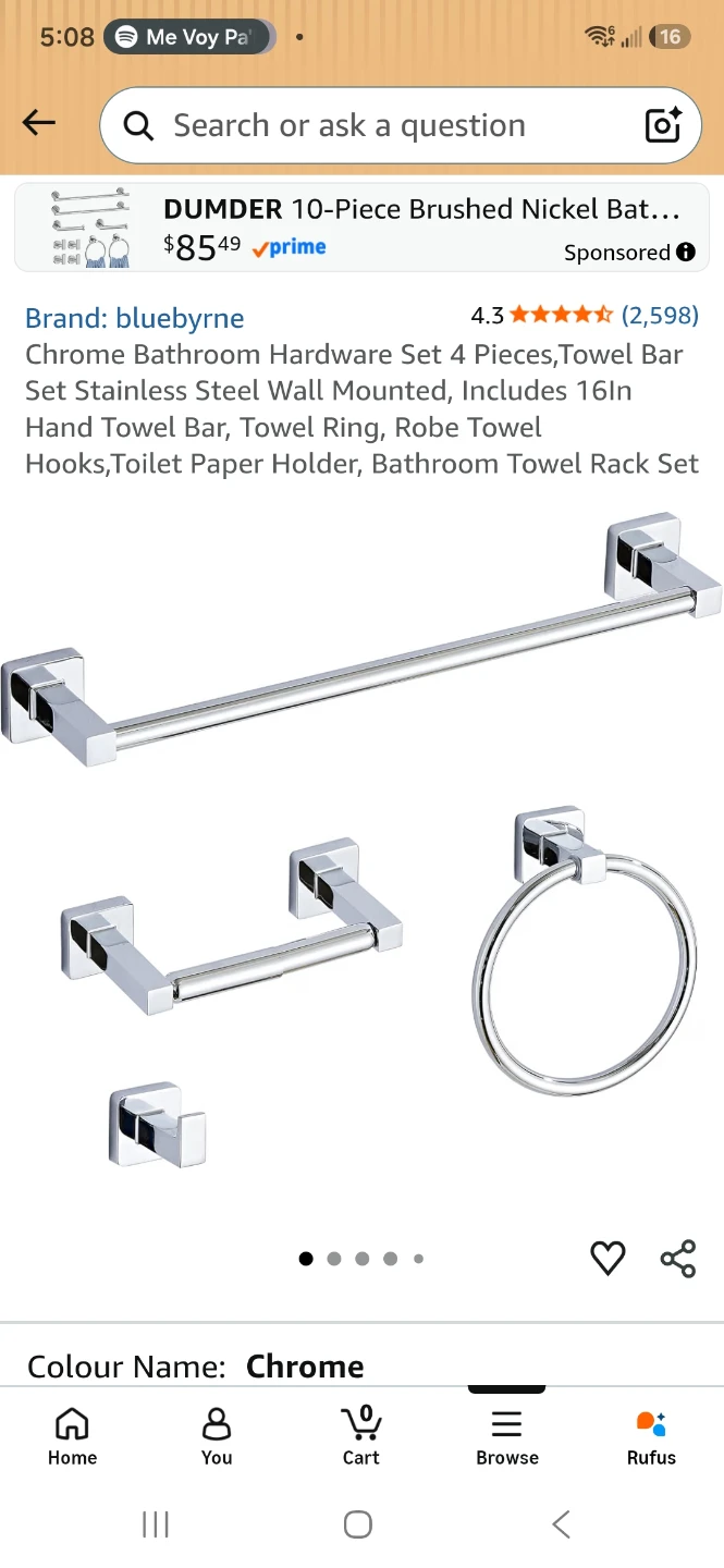 4-Piece Chrome Bathroom Hardware Set - photo 2