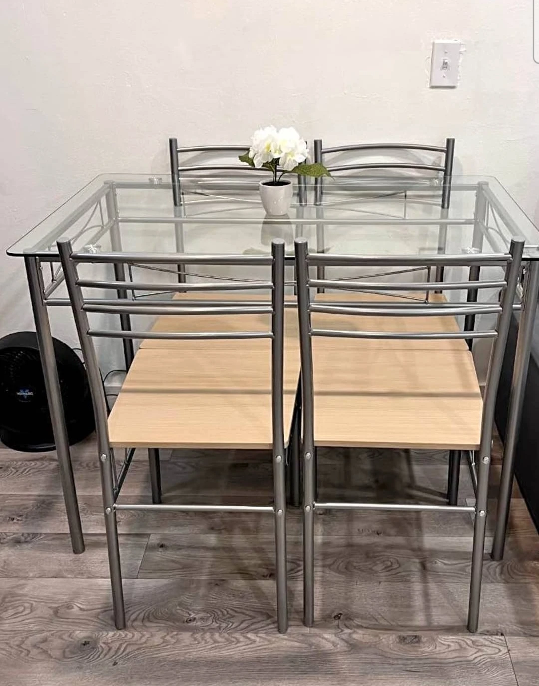Almost new Glass Top Dining Table with 4 C
