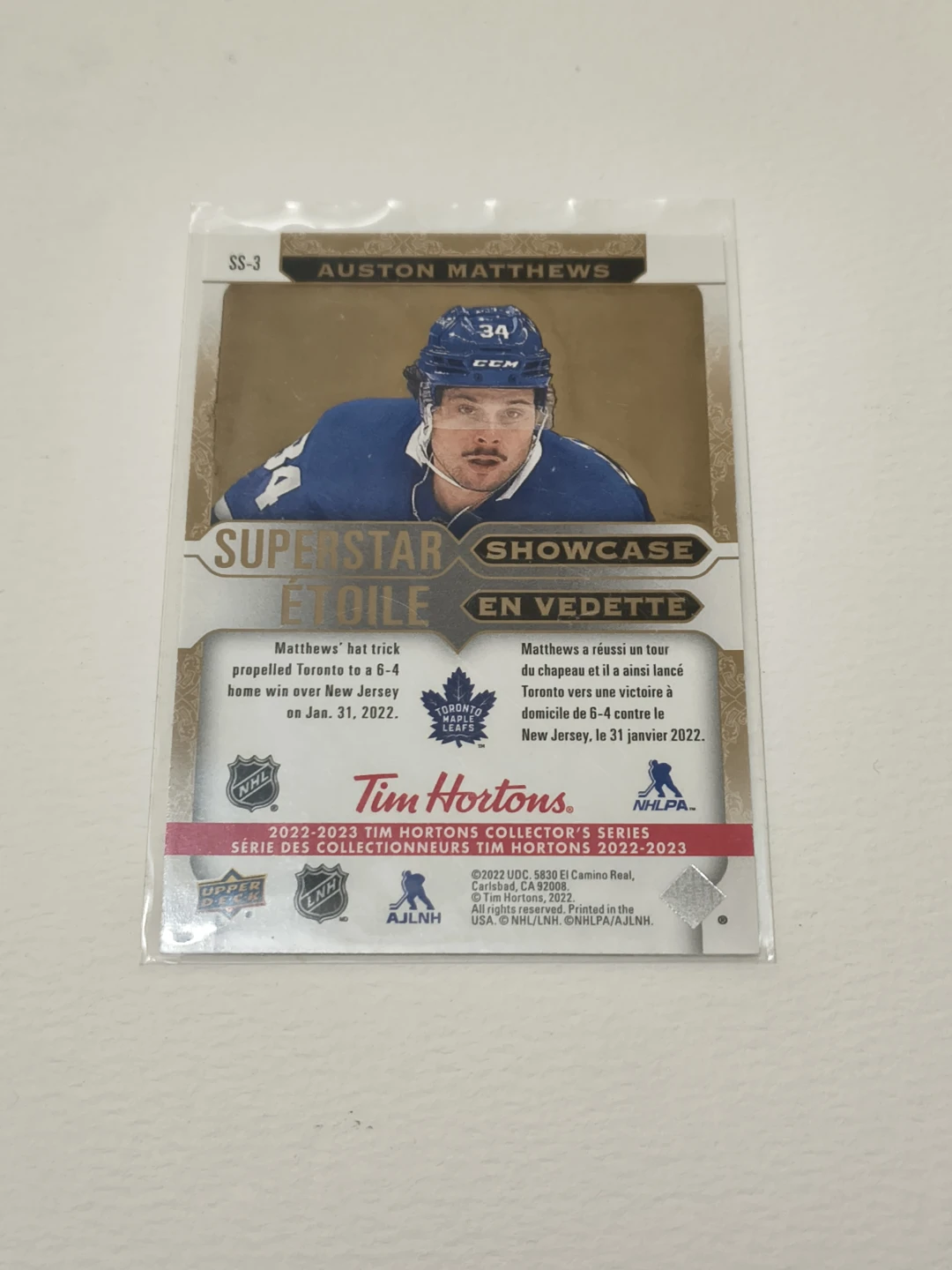 Auston Matthews Upper Deck Tim Hortons Superstar Showcase Card - photo 2