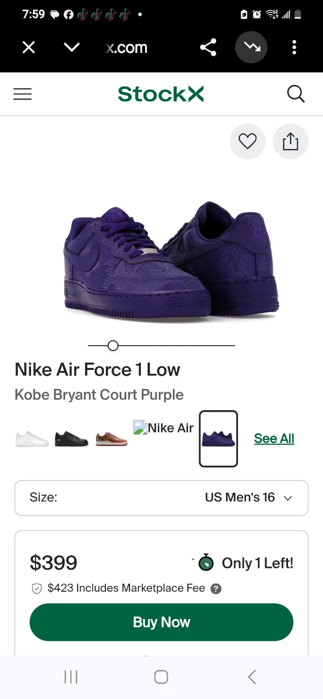 Nike Air Force 1 Low Kobe Bryant Court Purple - photo 4