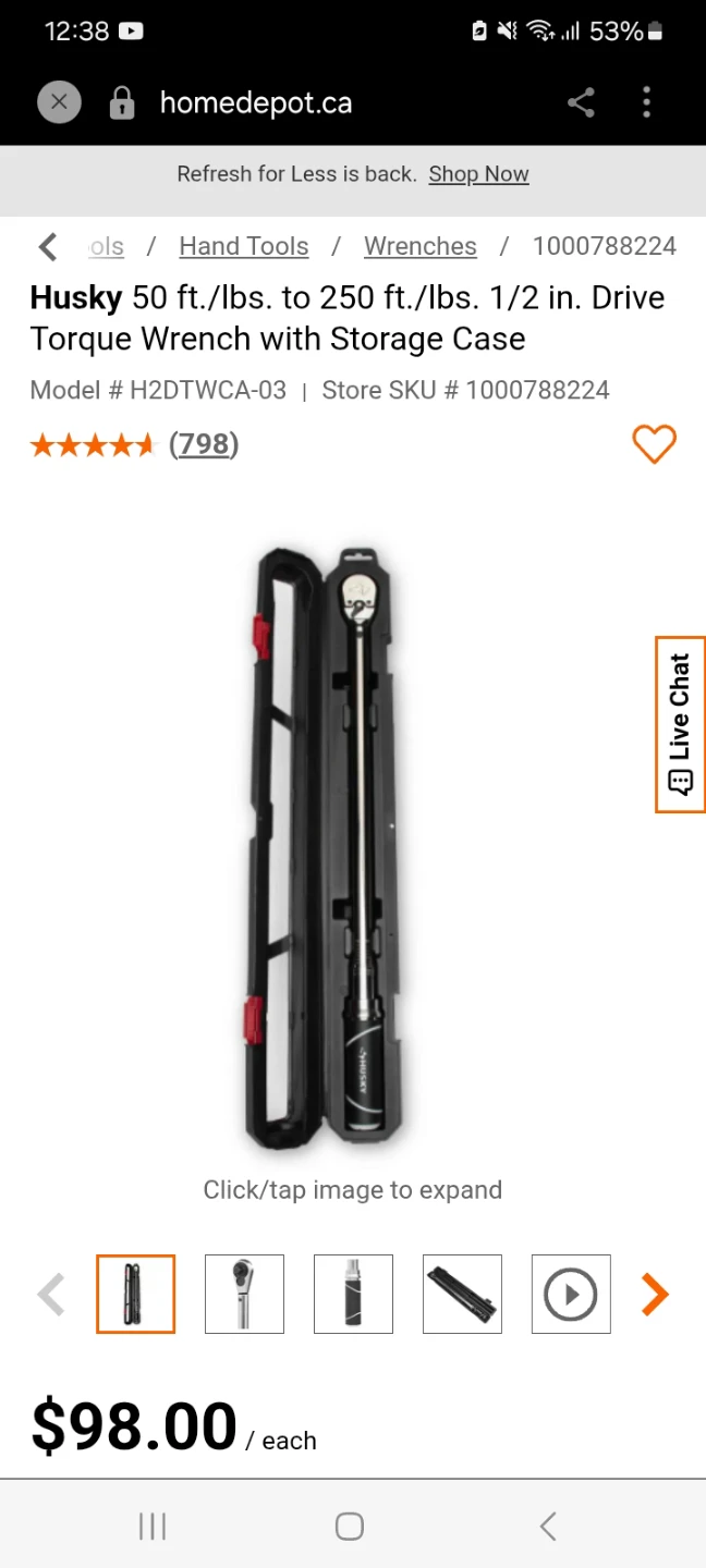 Husky 50 ft./lbs. to 250 ft./lbs. 1/2 in. Drive Torque Wrench - photo 2