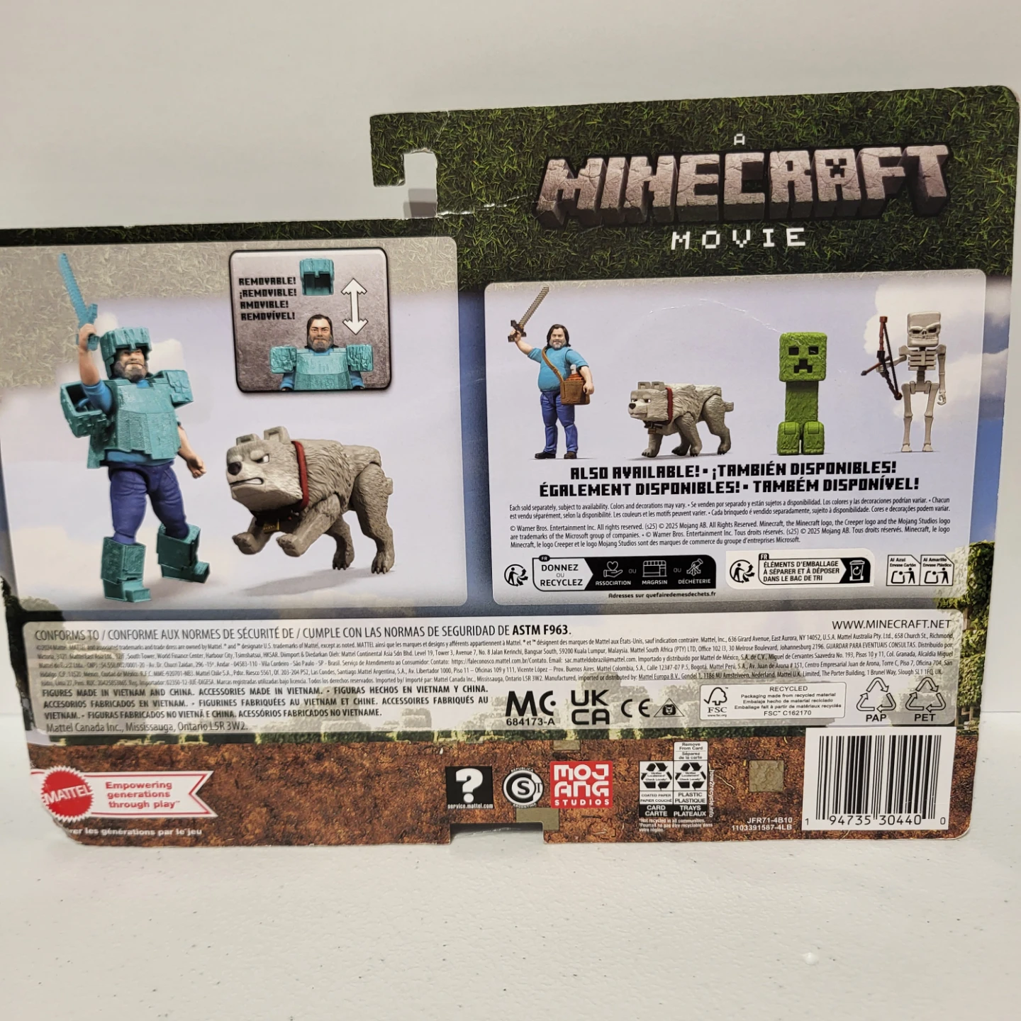 Minecraft Movie Steve and Wolf Action Figure Set - photo 3