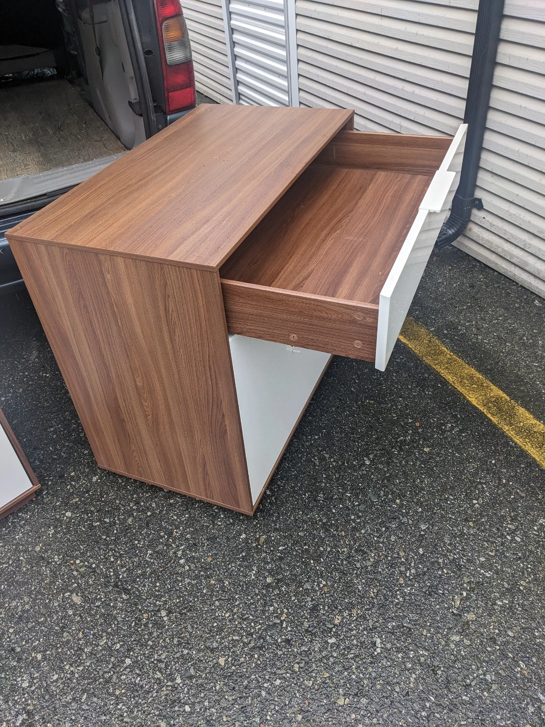 Three-Drawer Walnut and White Dresser - photo 2