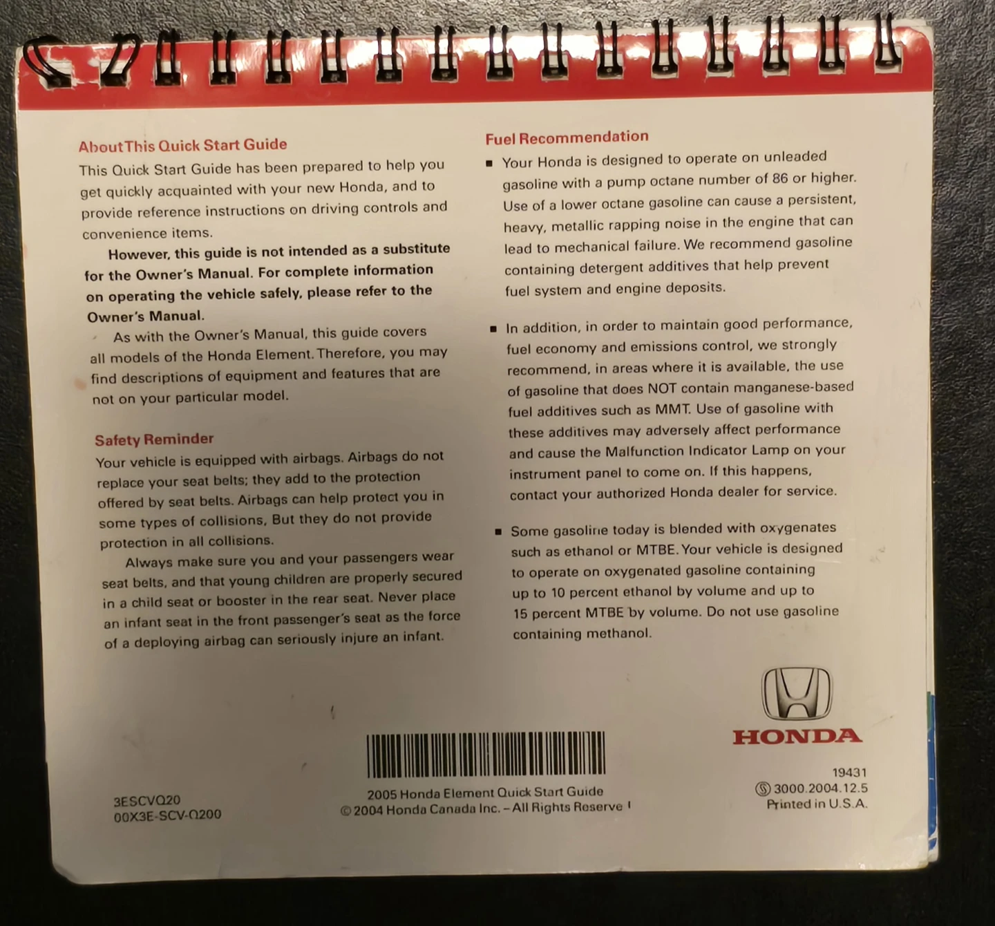 Honda Element Owner's Manual Set - photo 4