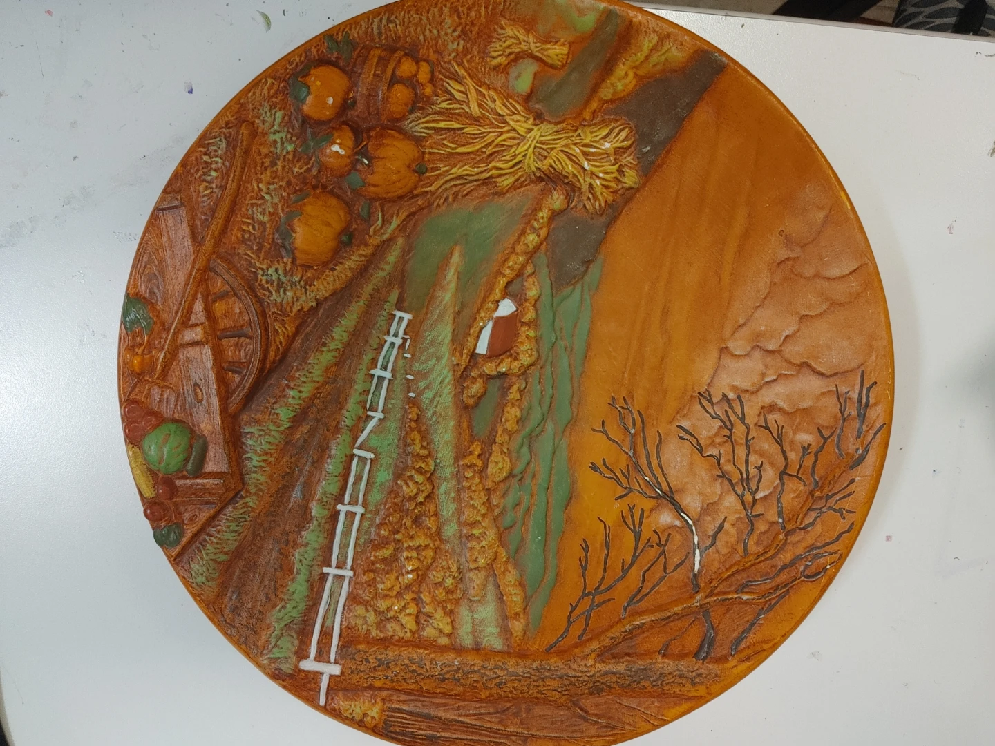 Decorative Autumn Harvest Scene Plate