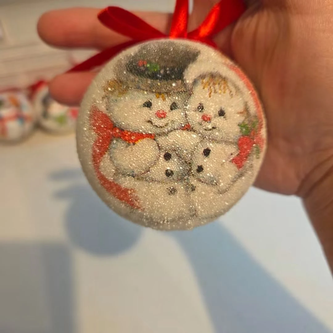 Set of 6 Glitter Snowman Christmas Ornaments - photo 3