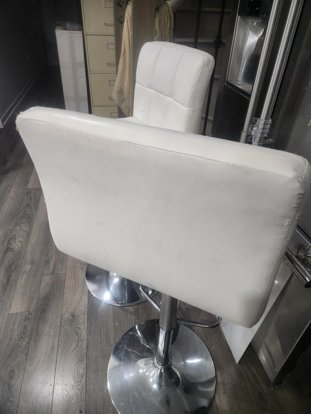 Two White Adjustable Bar Stools - photo 4