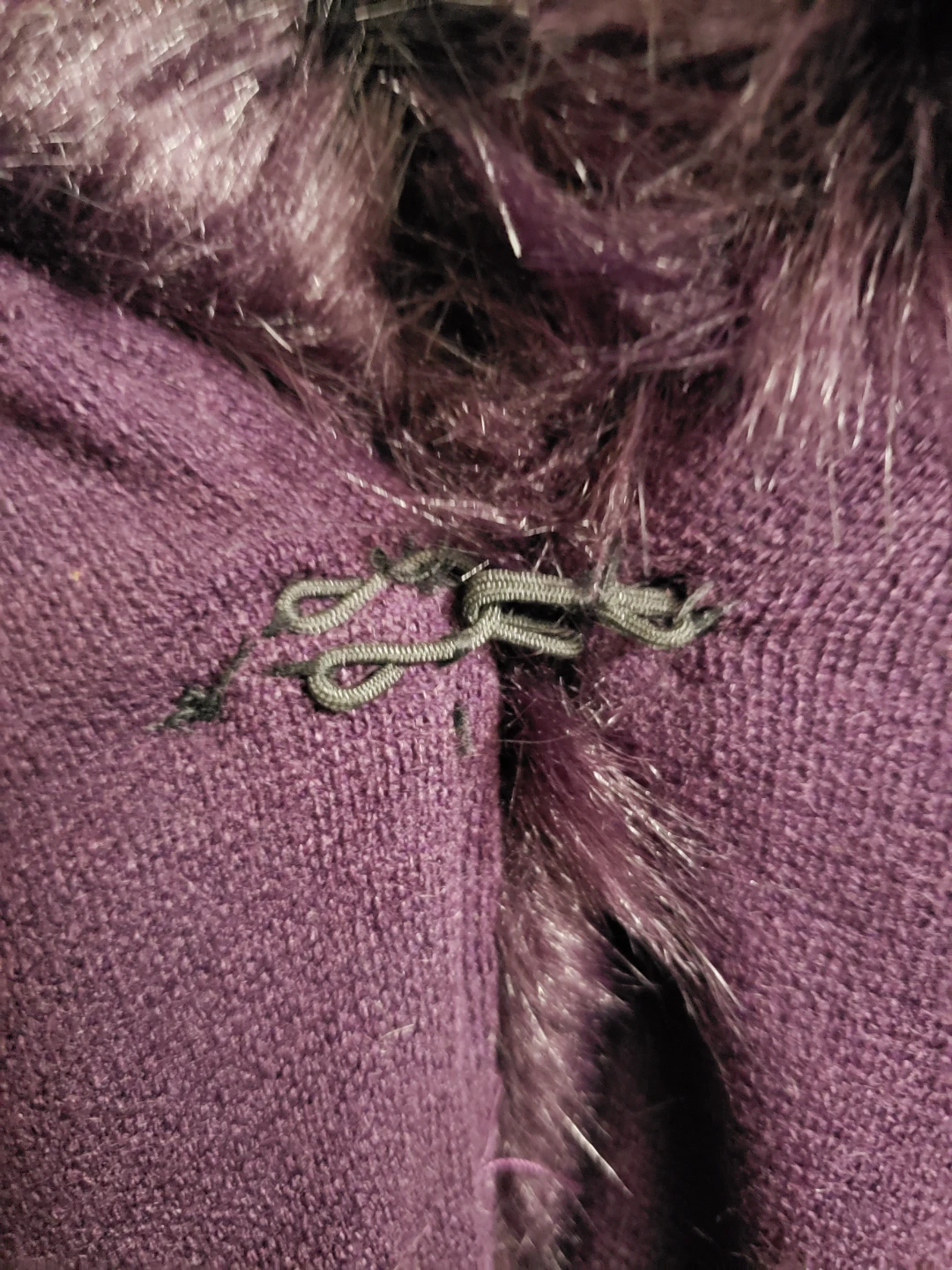 Purple Faux Fur Trim Cape - photo 2