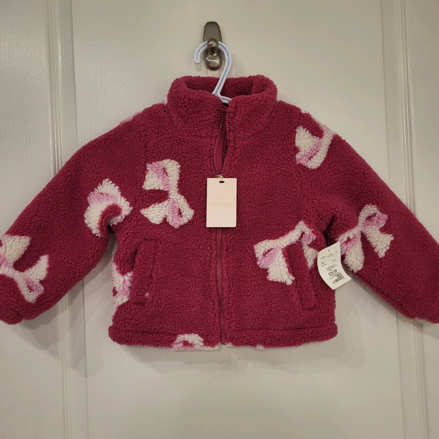 Girls Pink Sherpa Jacket - Size 4Y