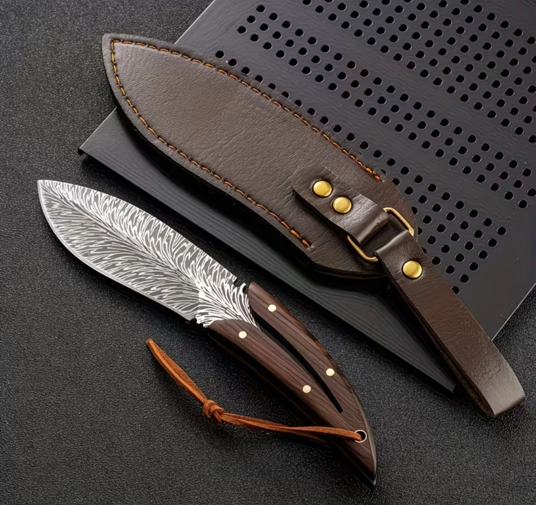 Damascus pattern with leather sheath - photo 5