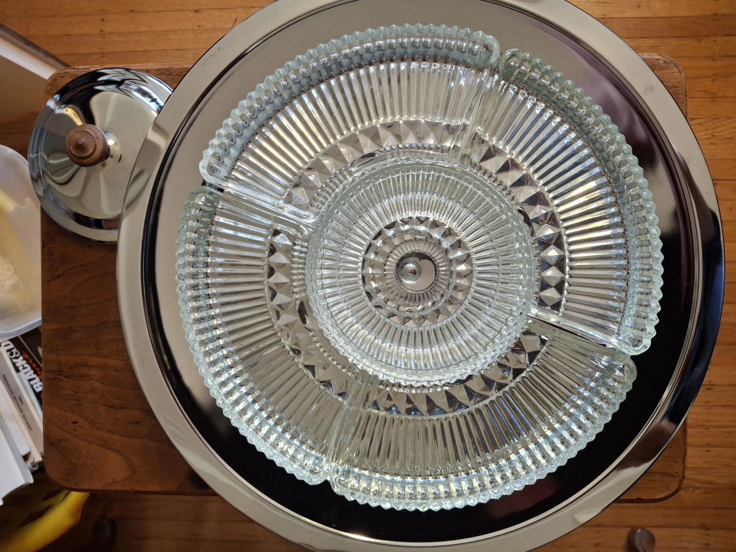 Vintage Chrome and Glass Serving Platter - photo 2