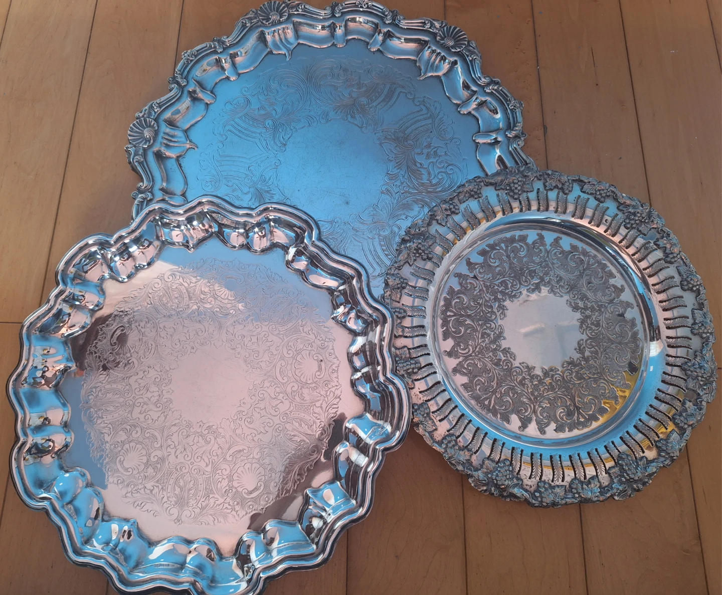 Vintage Silver Plated Trays Old English Reproduction Viking - photo 2