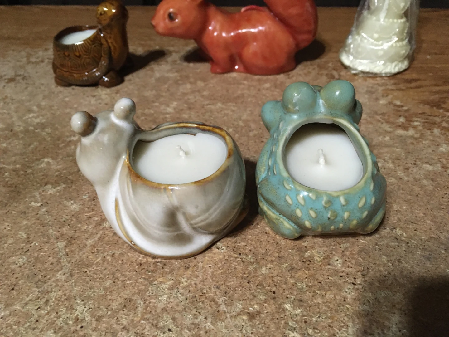LOT OF 5 VINTAGE ANIMAL CANDLES FROG SNAIL TURTLE - photo 3
