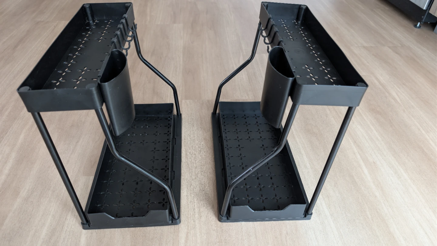 2-Tier Under-Sink Pull-Out Organizers (Set of 2) – Black - photo 3