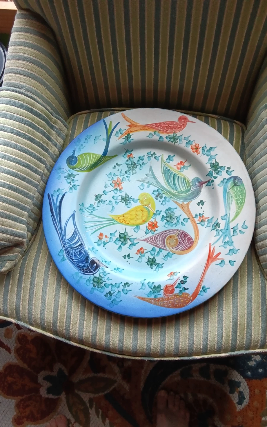 Huge 17" Hand-Painted Italian Ceramic Charger Platter