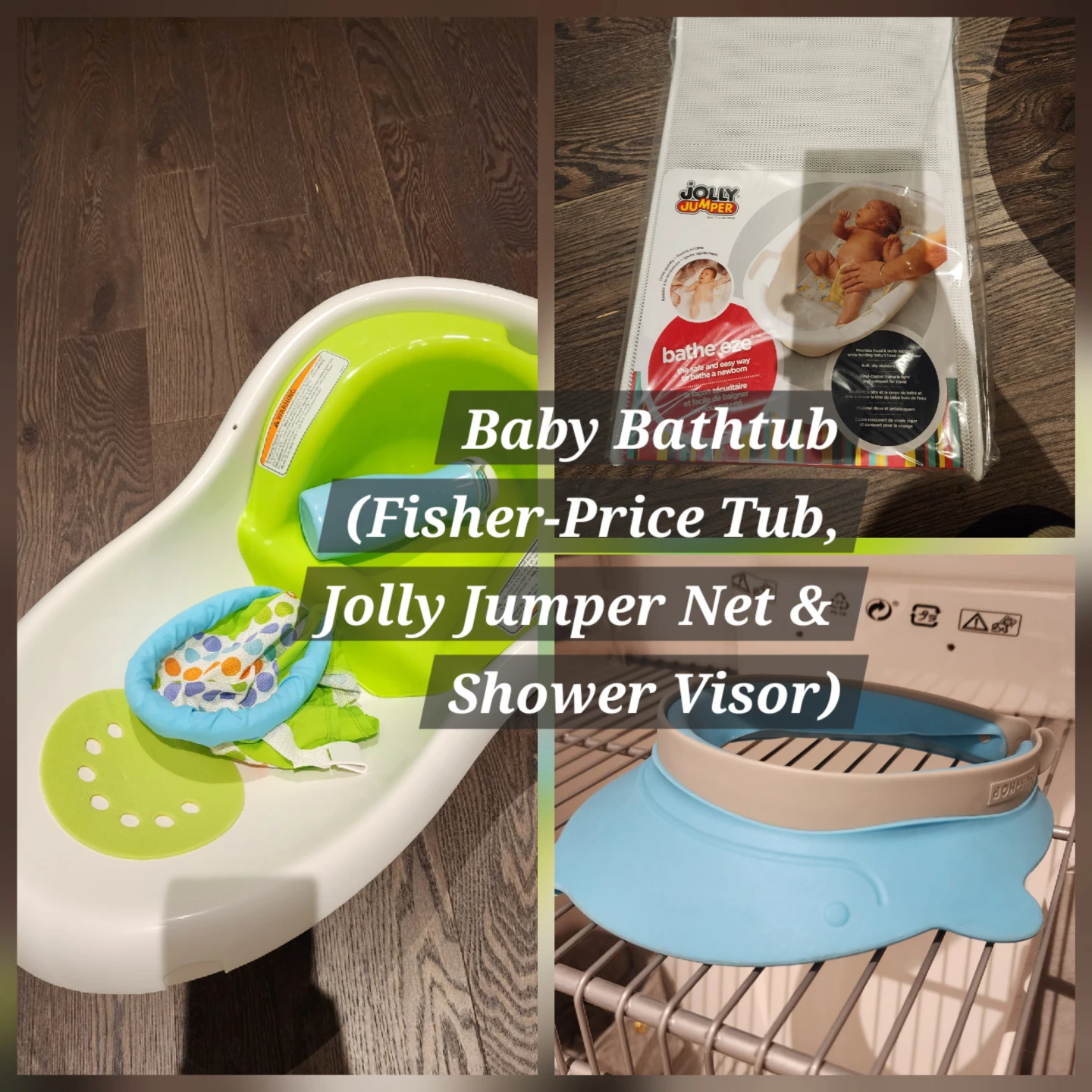 Baby Bathtub (Fisher-Price Tub, Jolly Jumper Net & Shower Visor)