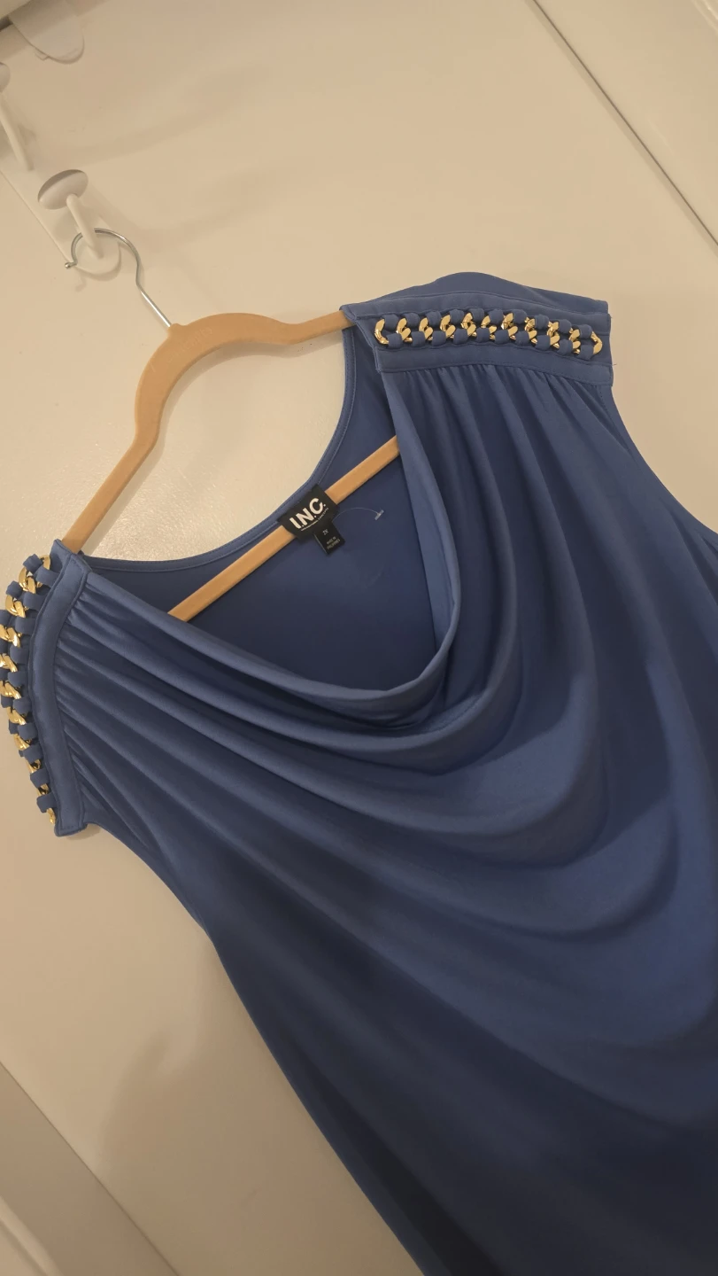 I.N.C. Blue Chain Detail Cowl Neck Top - photo 2