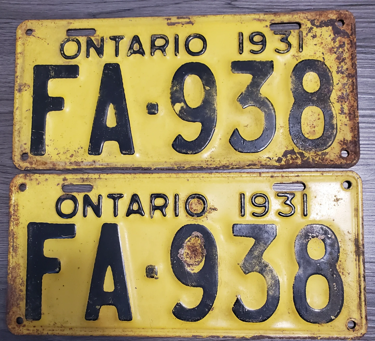 Pair of 1931 Vintage Ontario License Plates