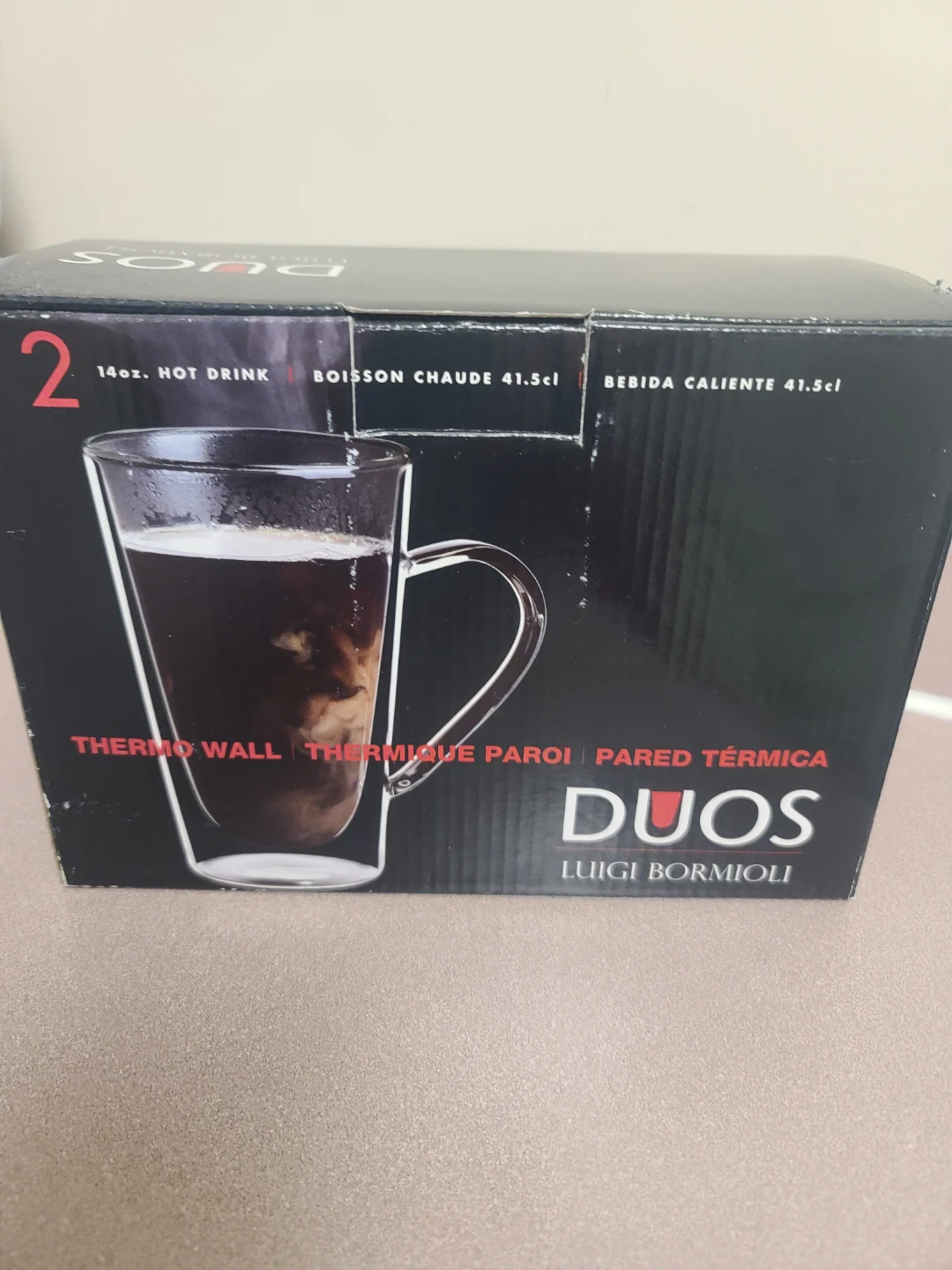 Luigi Bormioli Duos Double Wall Glass Mugs (Set of 2)