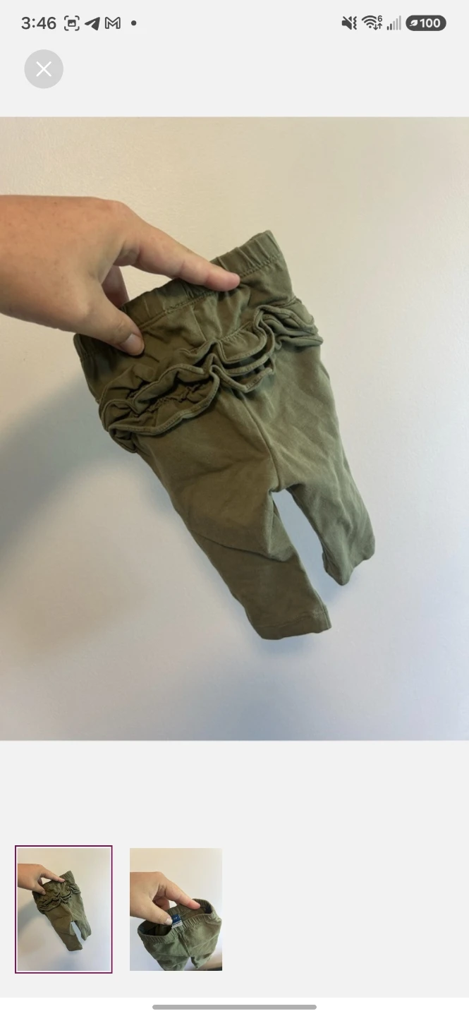 Old Navy Olive Ruffle Baby Leggings 0-3M
