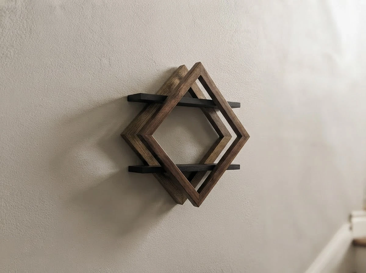 Diamond shaped wall shelf