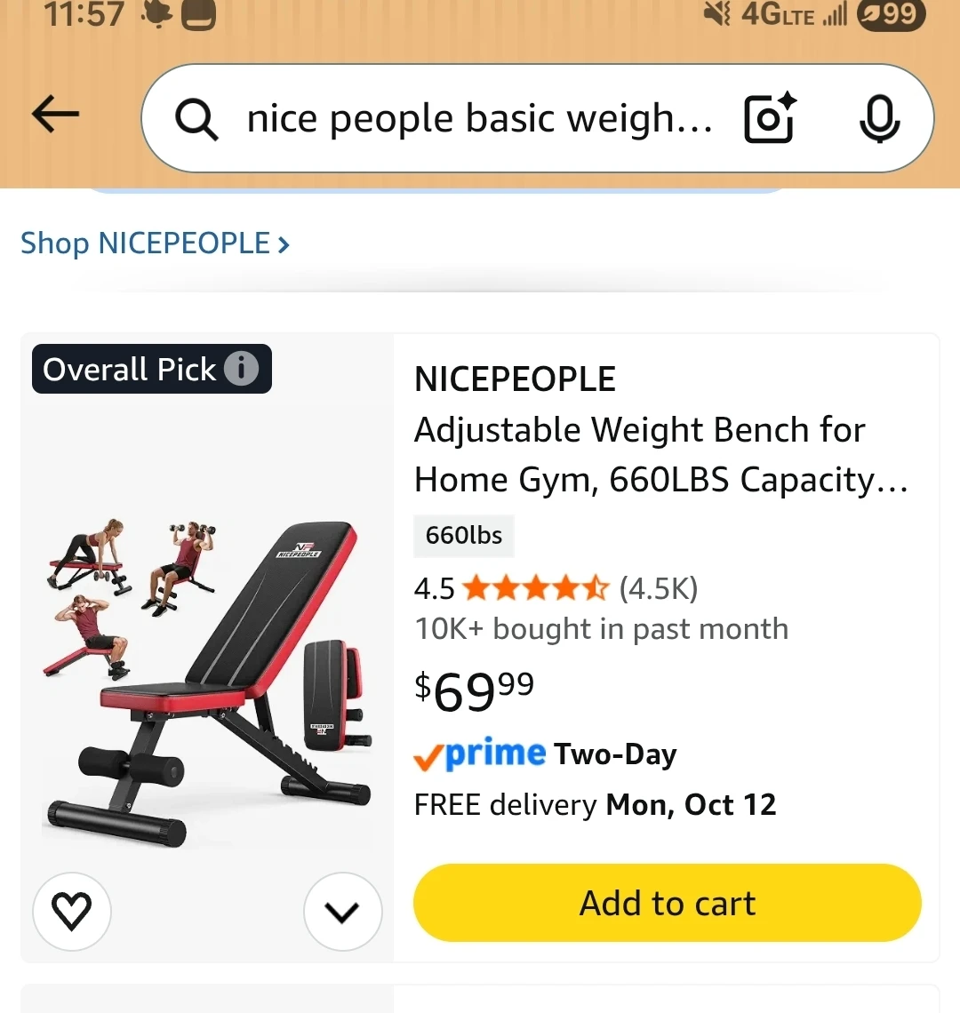 NICEPEOPLE Adjustable Weight Bench - photo 3