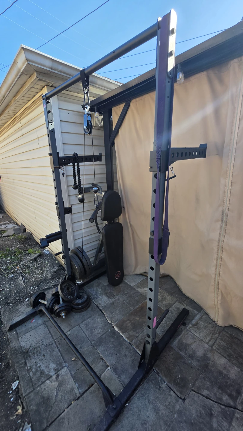 Body Power Power Rack with Bench and Weight Plates