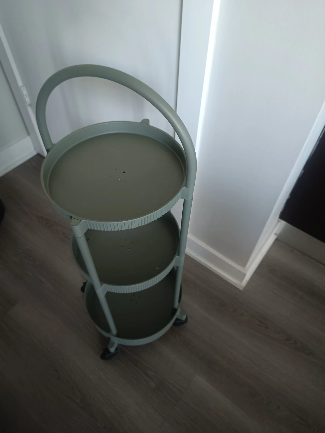 Sage Green Rolling Three-Tier Storage Cart