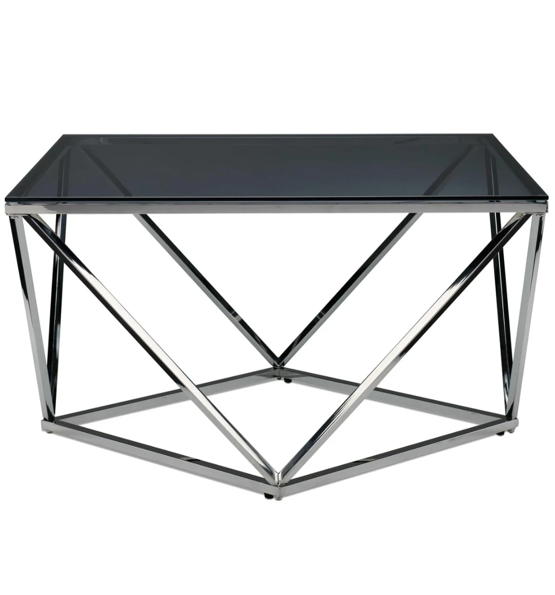 Modern Geometric Chrome and Glass Coffee Table 🍁 - photo 3