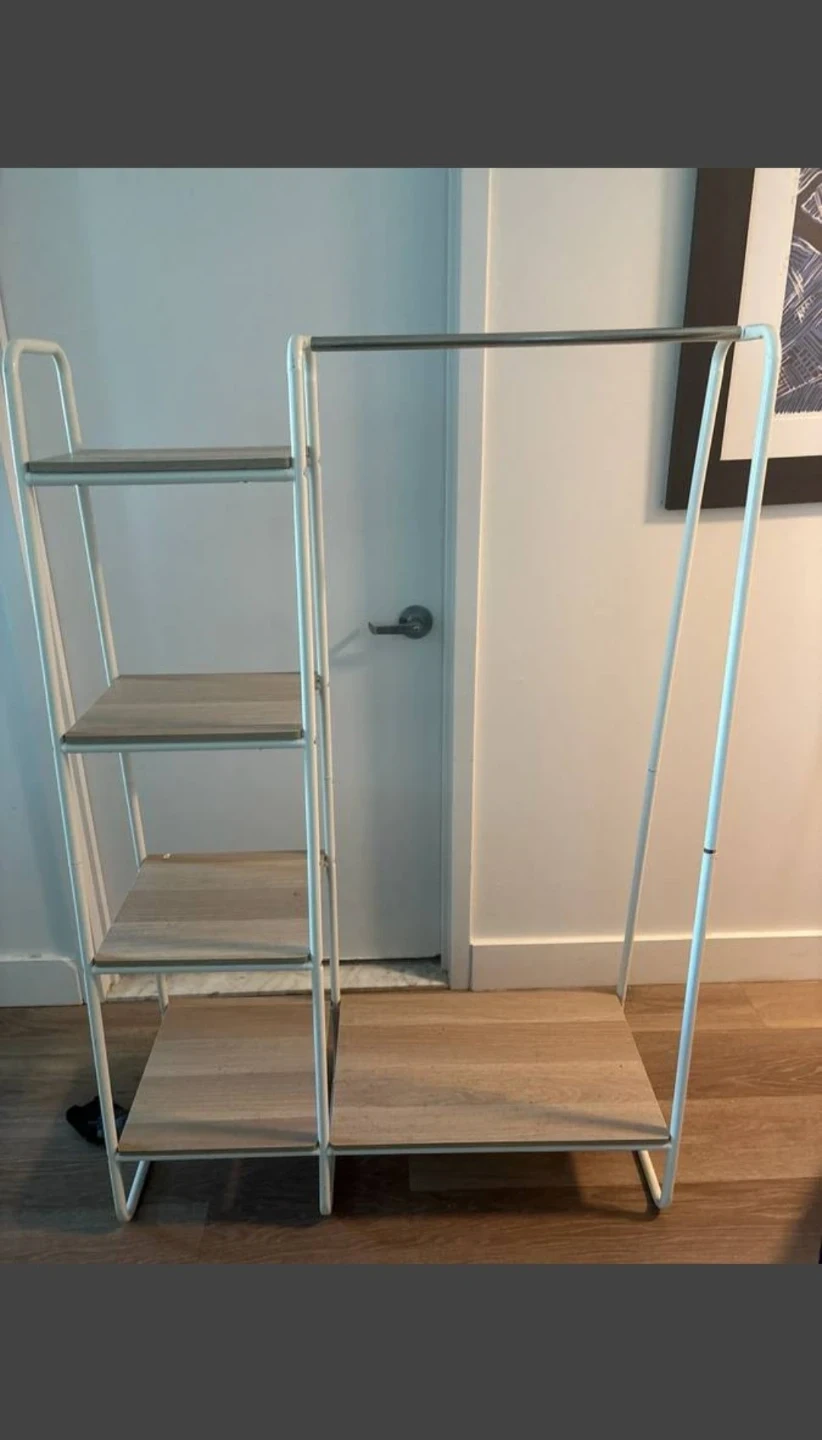 White Metal Clothing Rack with Shelves